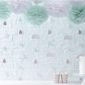 Hello World Rose Gold and Clouds Backdrop