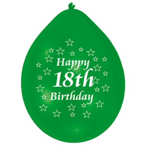 Happy 18th Birthday Assorted Colours Latex Balloons