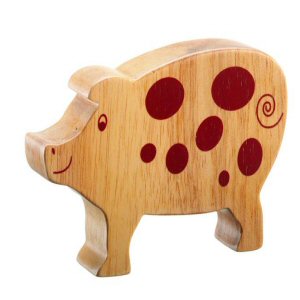 A natural wood pig figure A natural wood pig figure