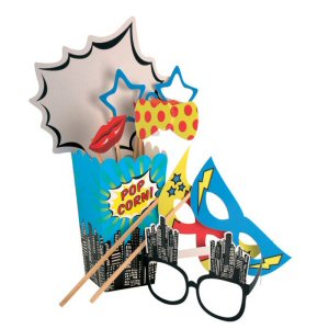 Pop Art Superhero Party Photo Booth Props and Masks Pop Art Superhero Party Photo Booth Props and Masks