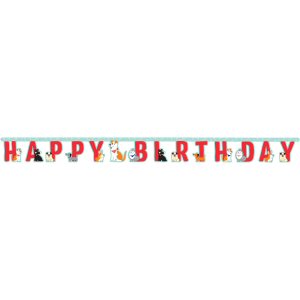 Dog Party Happy Birthday Paper Banner