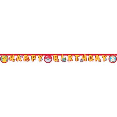 Pokemon Party Happy Birthday Letter Banner
