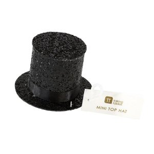 Mini Black Glitter Top Hat Party Hat