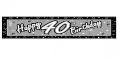 Black and Silver 40th Happy Birthday Giant Banner Black and Silver 40th Happy Birthday Giant Banner