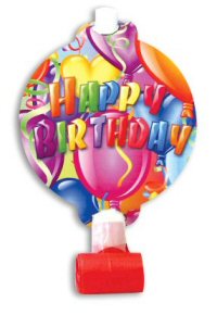 Happy Birthday Balloon Party Blowers