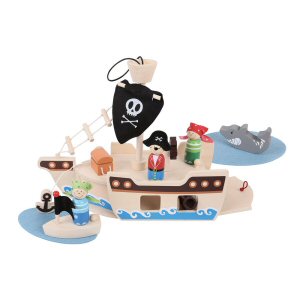 Bigjigs Toys Wooden Mini Pirate Ship Play Set Bigjigs Toys Wooden Mini Pirate Ship Play Set