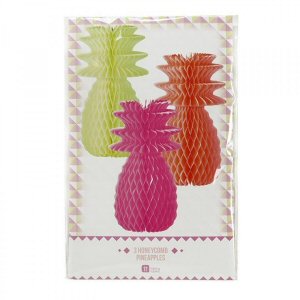 Neon Pineapple Honeycomb Decorations
