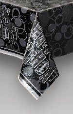 Glitz Black Party Happy Birthday Tablecover
