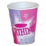 Birthday Shimmer Pink Happy Birthday Paper Cups