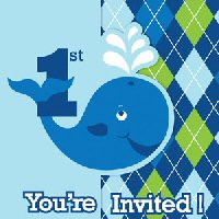 Ocean Preppy Boy Party 1st Birthday Invitations
