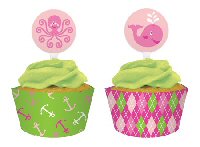 Ocean Preppy Girl Party Cup Cake Wrappers