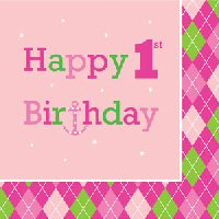 Ocean Preppy Girl Party 1st Birthday Napkins