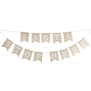 Hessian Burlap Santa Stop Here Bunting Hessian Burlap Santa Stop Here Bunting