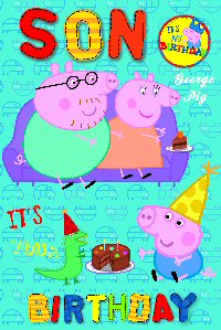 George Pig Son Birthday Card with Badge