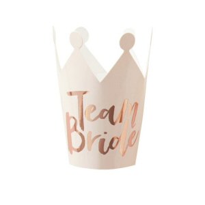 Team Bride Pink and Rose Gold Foiled Team Bride Party Crowns