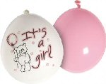 Teddy Bear Pink Its A Girl Latex Balloons